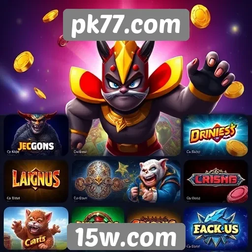 Variedade de jogos disponíveis no pk77.com